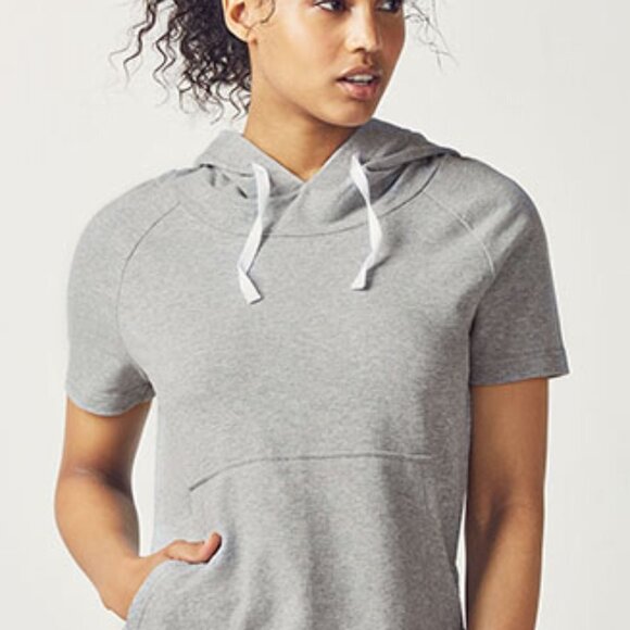Fabletics Womens Grey Short Sleeve Hooded Pullover Sporty Sweat Shirt Size Small - Picture 1 of 14